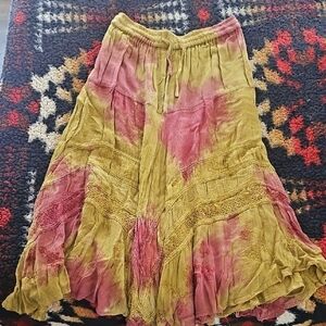 Bohemian Tie-Dye Skirt - Pink and Green